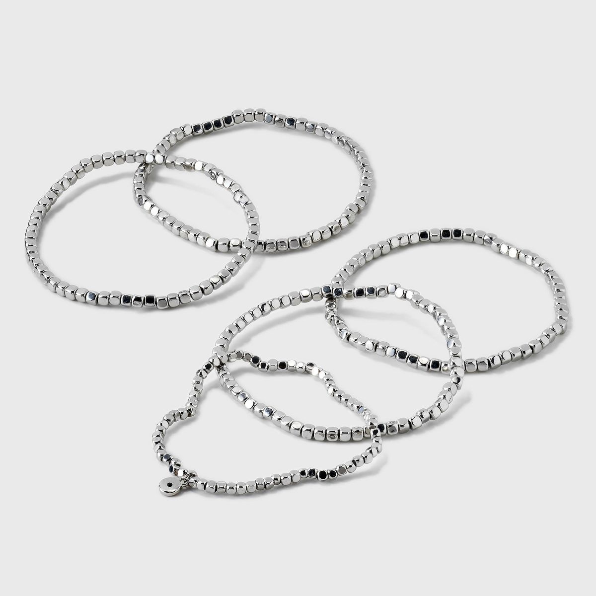 Beaded Stretch Bracelet Set 5pc - Universal Thread™ Silver | Target