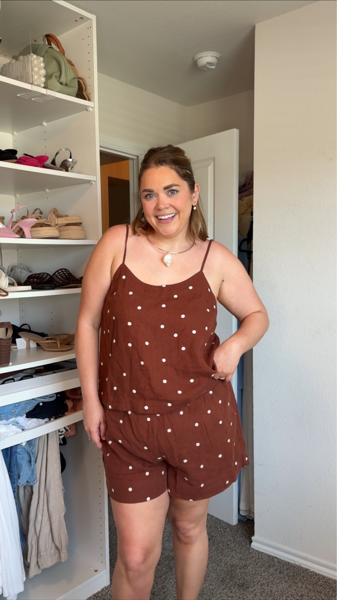 Polka dot matching set wearing xl in both

#LTKMidsize #LTKootd