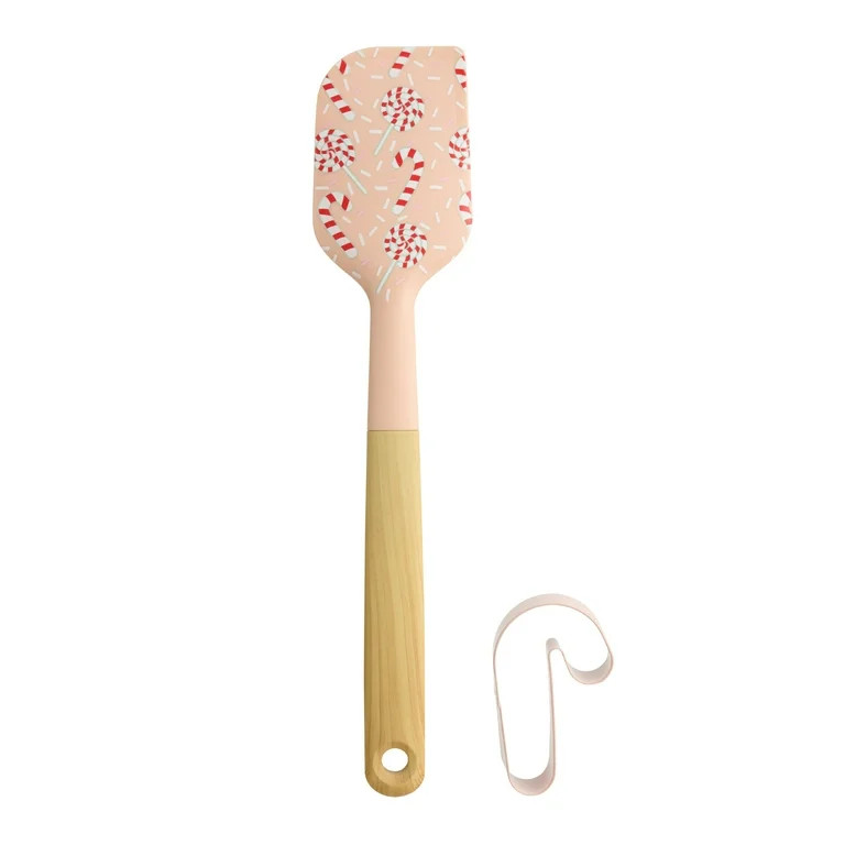 Holiday Time 2 Piece Silicone Spatula and Cookie Cutter Set, Candy Cane, Red & Pink | Walmart (US)