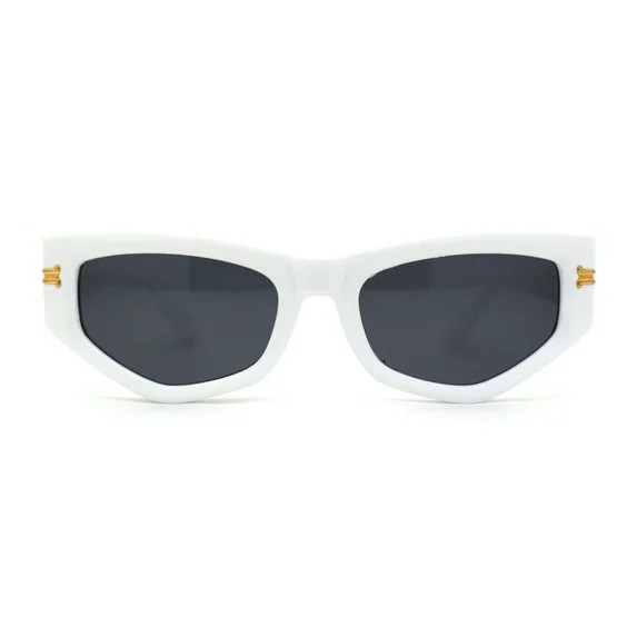 Womens Mod Square Cat Eye Thick Plastic Sunglasses White Black | Walmart (US)