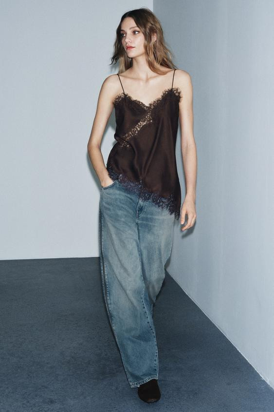 ZW COLLECTION LACE CAMISOLE TOP | Zara UK