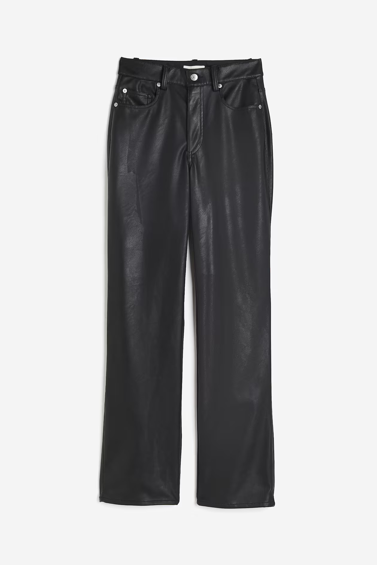 Coated trousers - High waist - Long - Black - Ladies | H&M GB | H&M (UK, MY, IN, SG, PH, TW, HK)