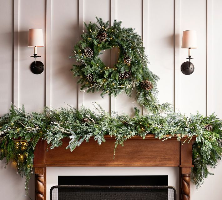 Faux Lit Avant-Garde Rustic Glam Wreath & Garland | Pottery Barn (US)