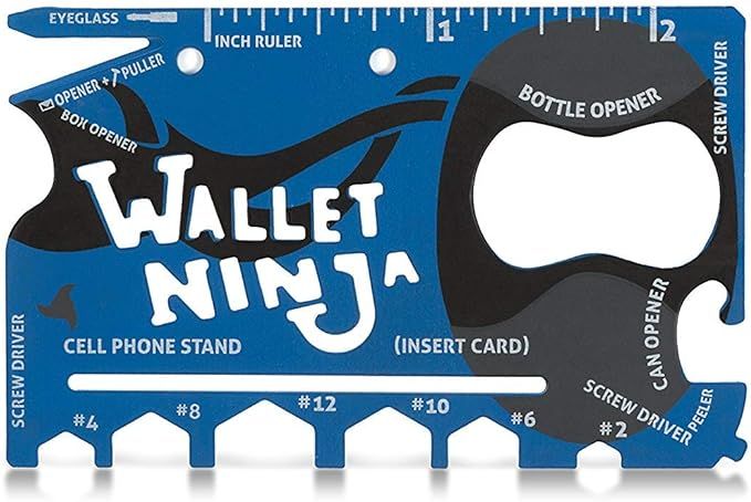 Wallet Ninja Wallet Multitool Card - 18 in 1 Credit Card Size Multi-Tool for Survival Gear, Bottl... | Amazon (US)