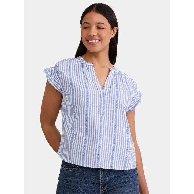 Time & Tru Women's Ruffle Collar Tank, Sizes XS-XXXL | Walmart (US)