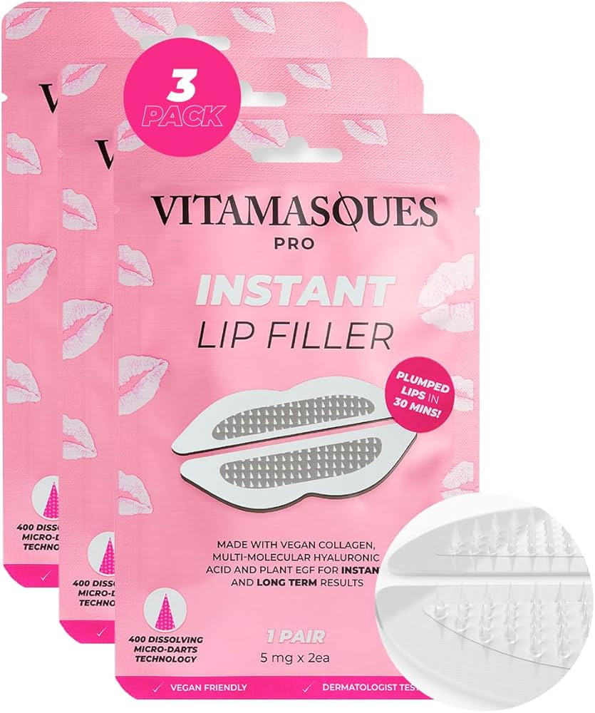 Instant Lip Filler Mask for Plumped Lips in 30 Mins with Vegan Collagen & Hyaluronic Acid - 3 Pac... | Amazon (US)