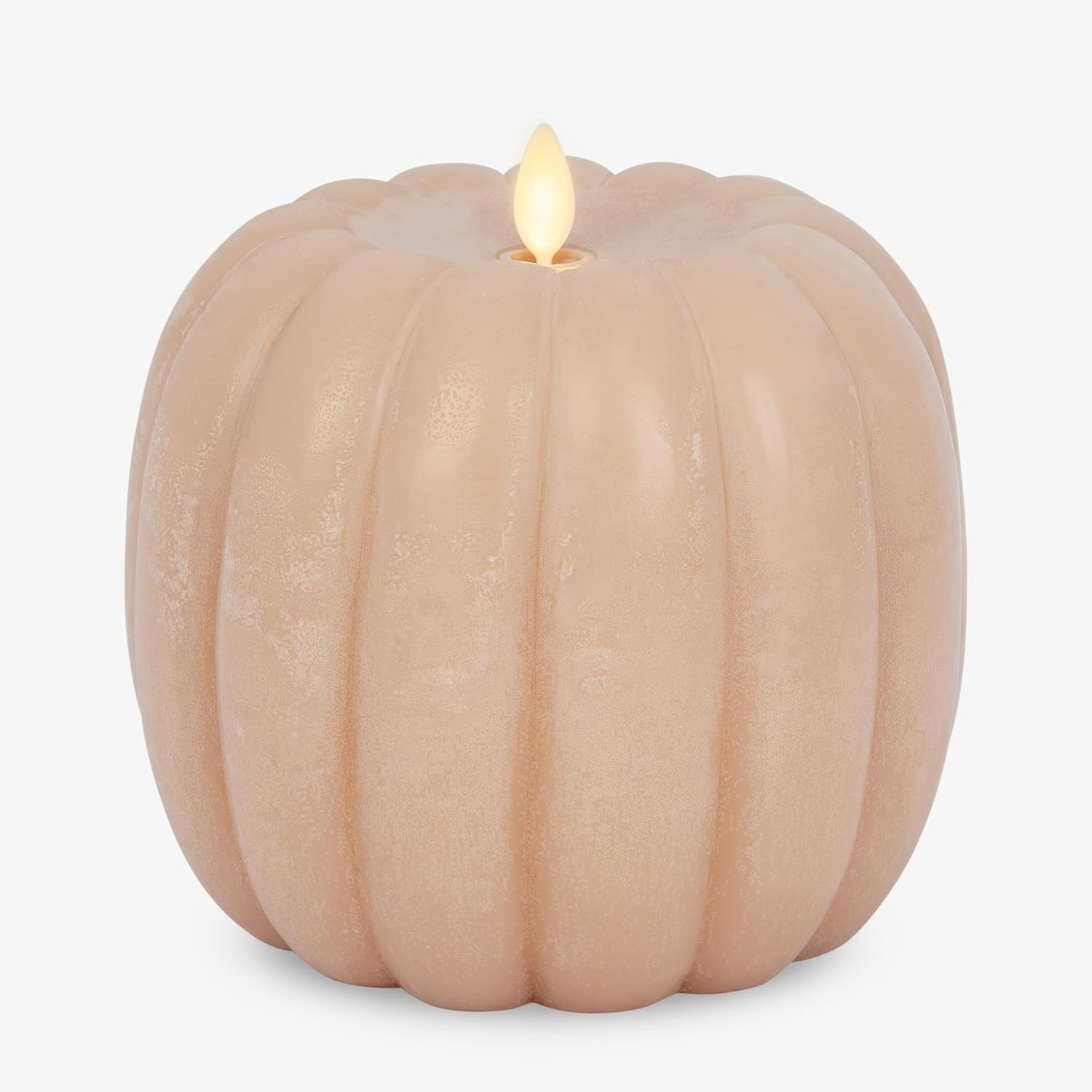 Luminara Tall Pumpkin Figural Flameless Flickering Moving Flame LED Candle (5.7" x 5.5"), Chalky Finish Real Unscented Wax, Time Function (Irish Cream) | Amazon (US)