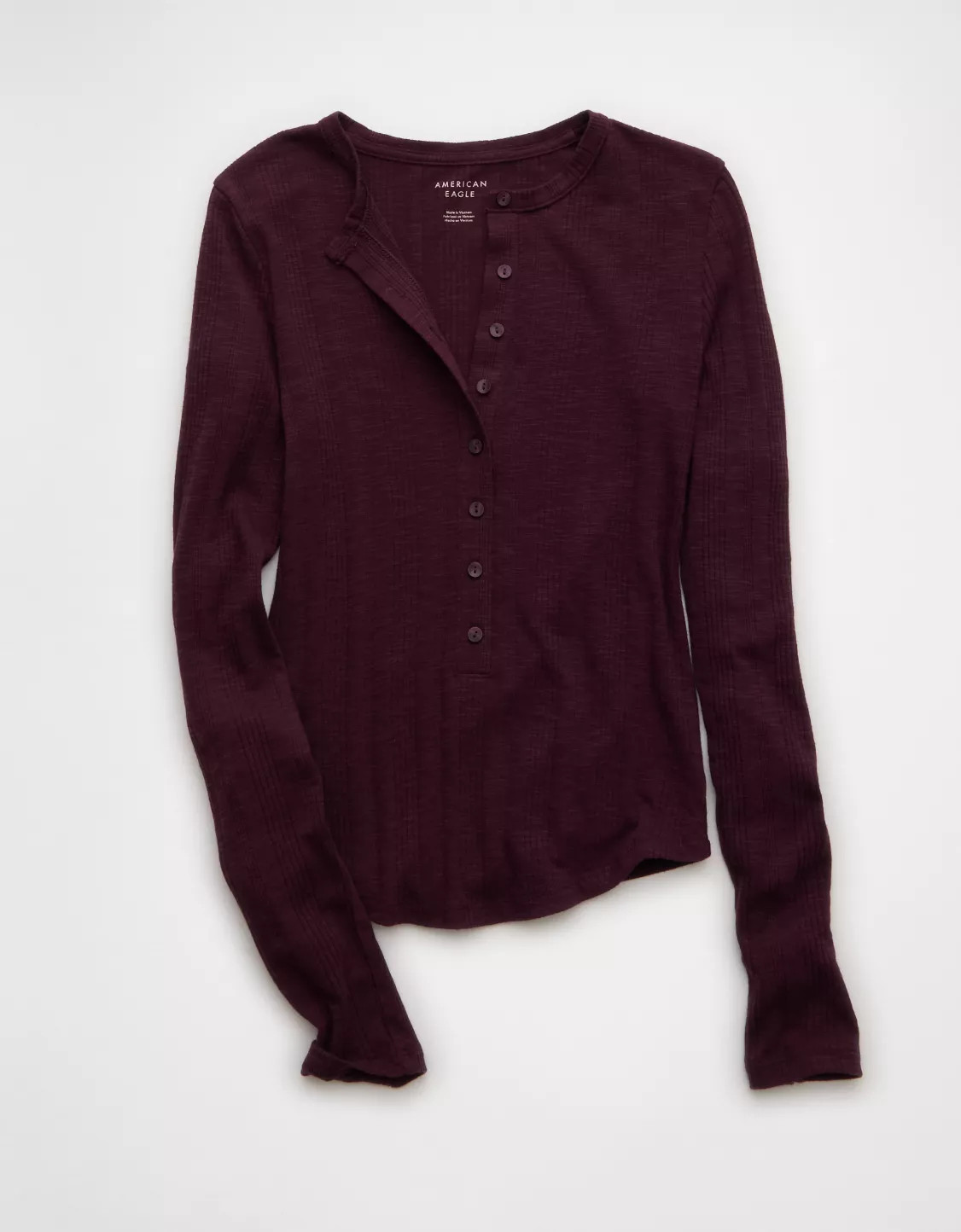 AE Long Sleeve Henley T-Shirt | American Eagle Outfitters (US & CA)