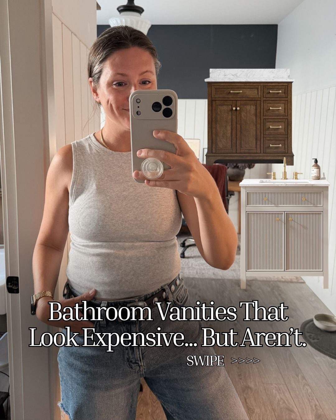 Your dream bathroom vanity is sitting at Lowe's right now, and it costs way less than you think. We're talking brushed gold hardware, clean lines, finishes so good your guests will absolutely think it costs a fortune.  No contractor budget required, no compromises made. Just a ridiculously good find that makes your whole bathroom feel brand new. @lowes 

#LTKHome #LTKSaleAlert