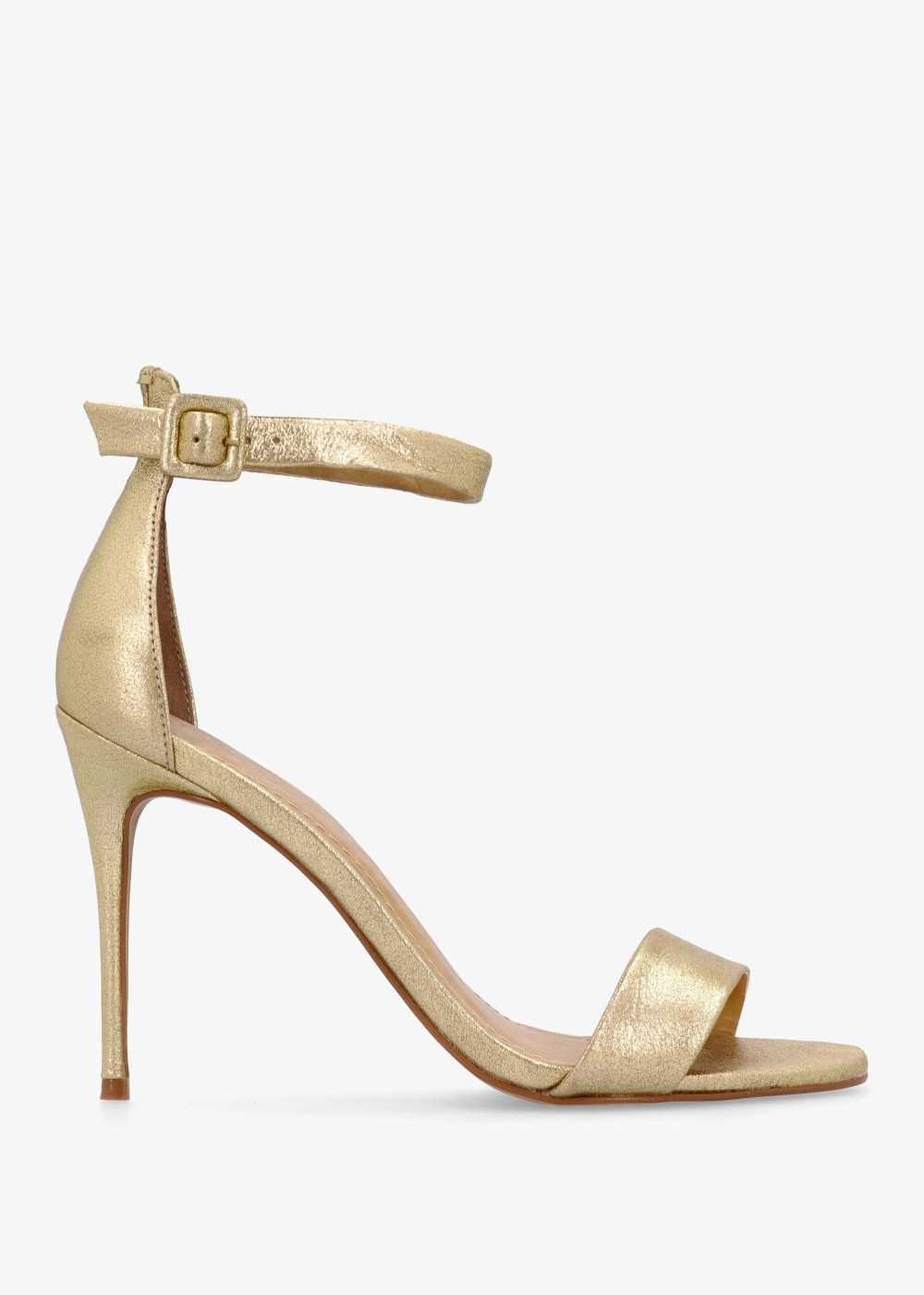 Carely Gold Leather Stiletto Heel Sandals | Daniel Footwear (UK)