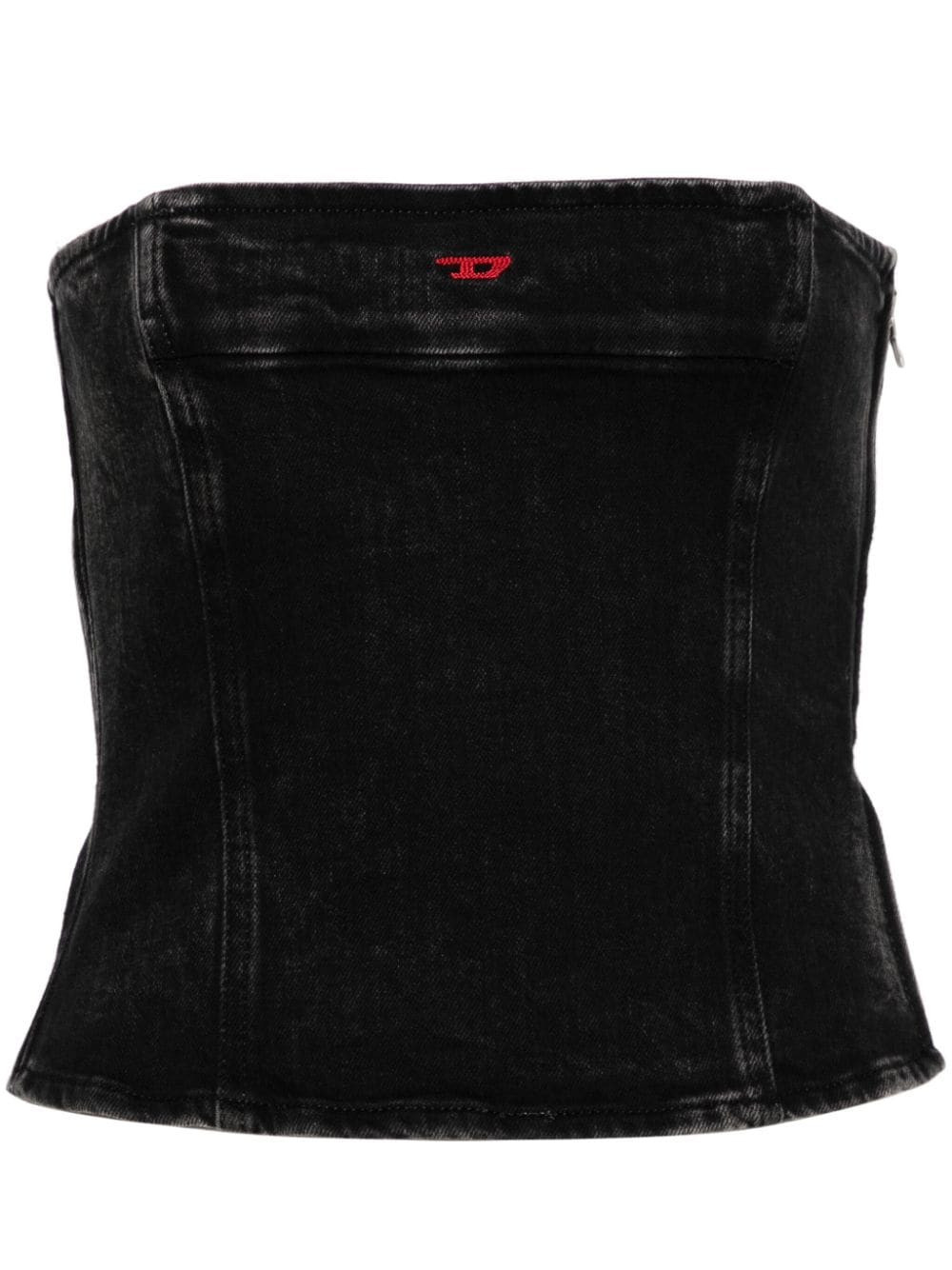 Diesel strapless denim crop top - Black | Farfetch Global