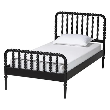 Baxton Studio Lucera Mid-Century Black Twin Size Bobbin Bed | Walmart (US)