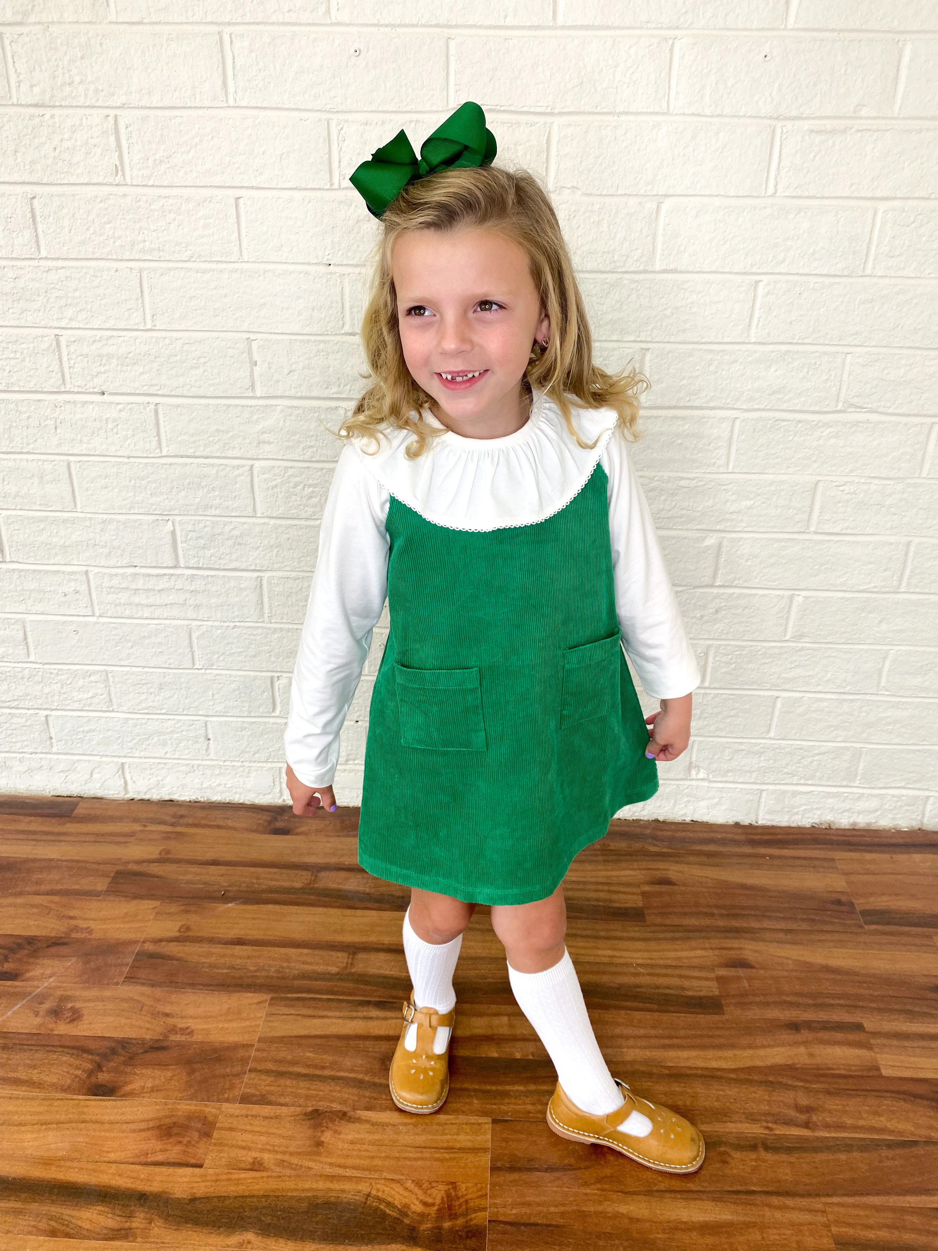 Girls Green Cord Jumper | The Oaks Apparel Company