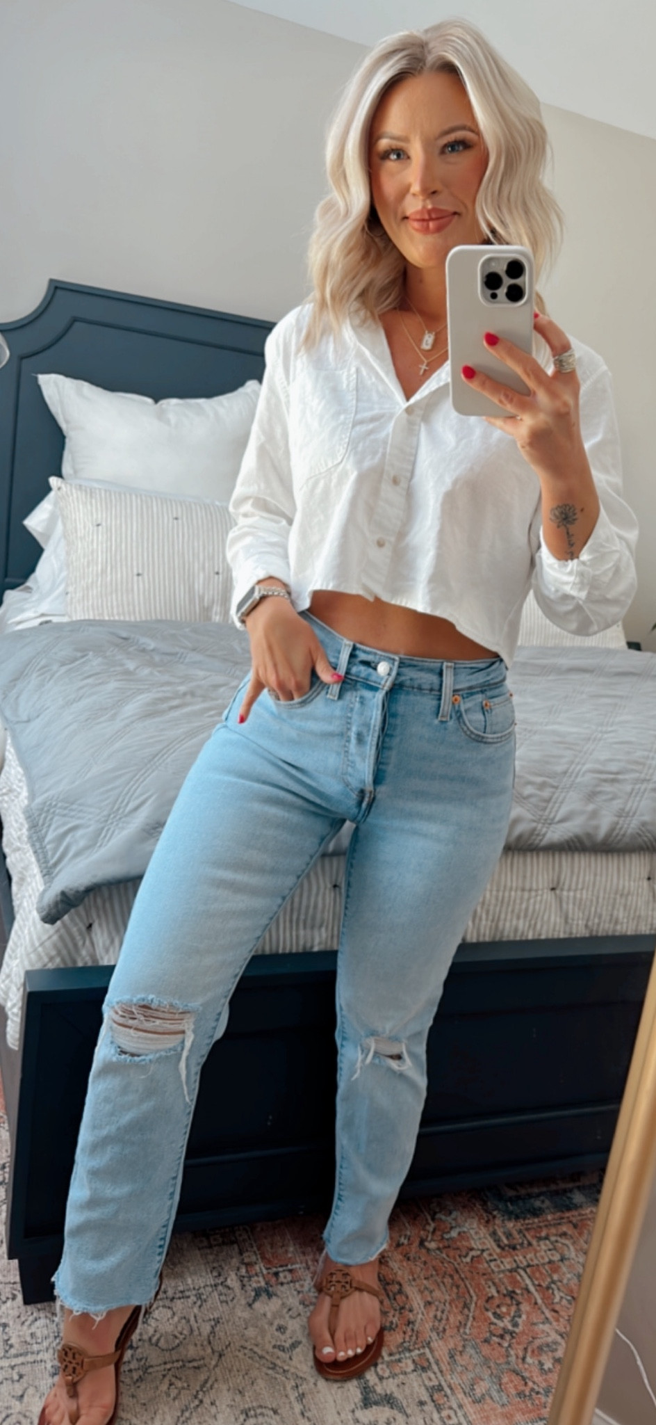 Small in the top 
Size 4 short in pants 
Tory’s TTS, also linked similar 

#LTKSeasonal #LTKunder50