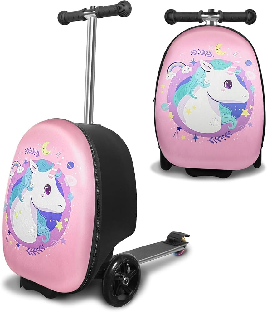 ALVOD 2-in-1 Scooter Suitcase, Foldable & Lightweight Scooter Luggage for Kids with LED Light Whe... | Amazon (US)