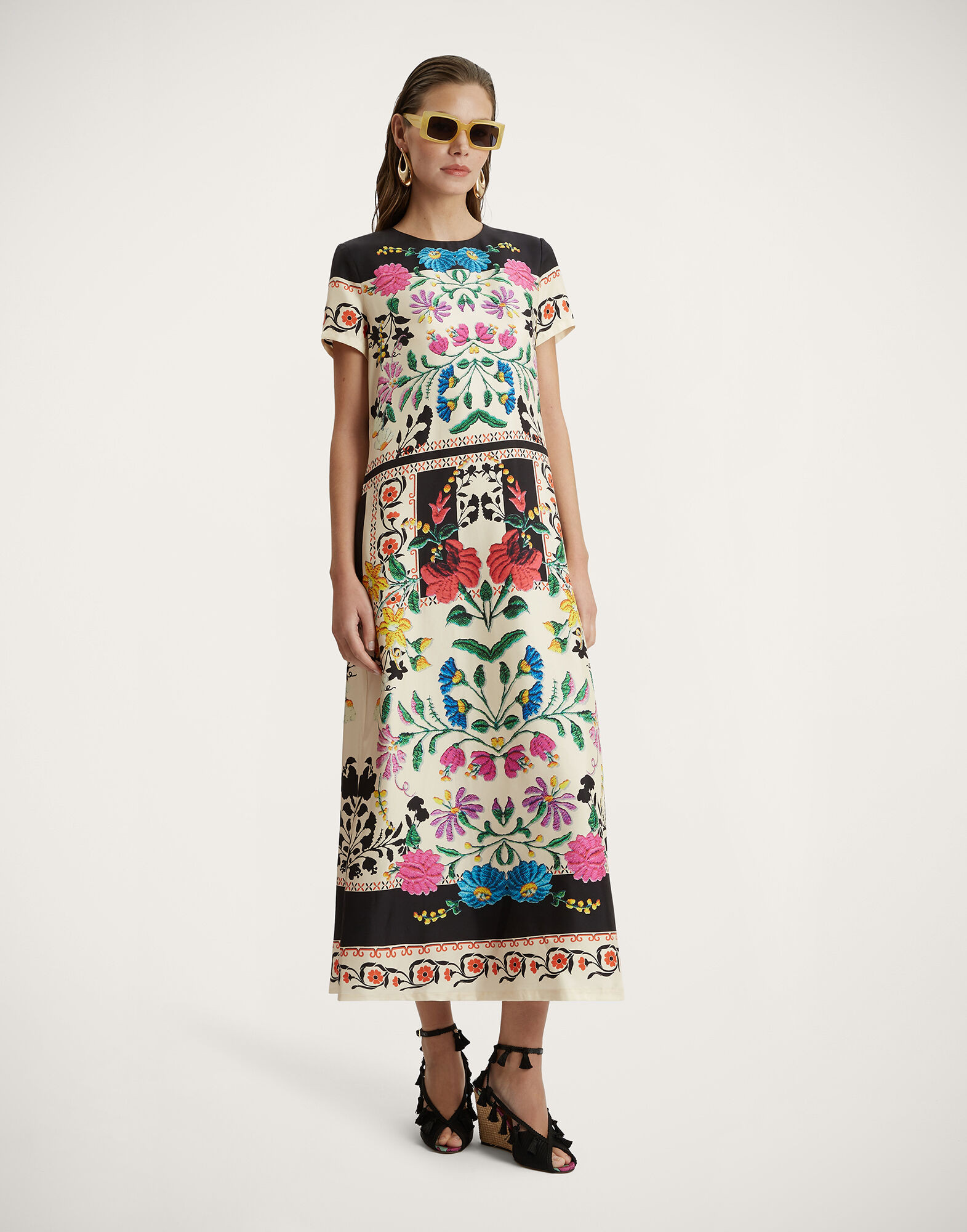 Swing Dress in Plaza Placée Ivory for Women | La DoubleJ | La DoubleJ