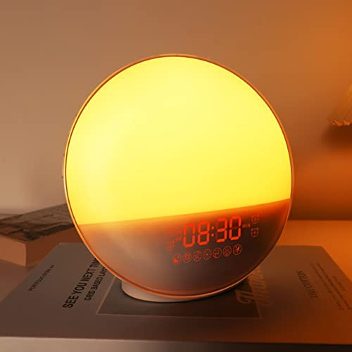 Sunrise Alarm Clock for Heavy Sleepers, Wake Up Light with Sunrise/Sunset Simulation, Dual Alarms & Natural Sounds, Snooze & Sleep Aid, FM Radio, 7 Colors Night Light for Bedroom, Ideal for Gift | Amazon (US)