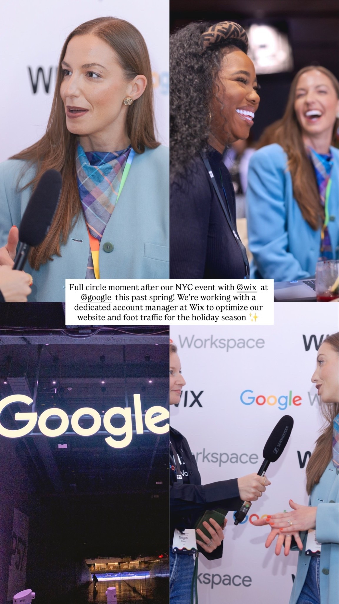@google 
@wix 
@googlegemini 
@googleworkspace 
@wixstudio 
 Full circle moment after our NYC event with @wix  at @google  this past spring! We’re working with a dedicated account manager at Wix to optimize our website and foot traffic for the holiday season ✨