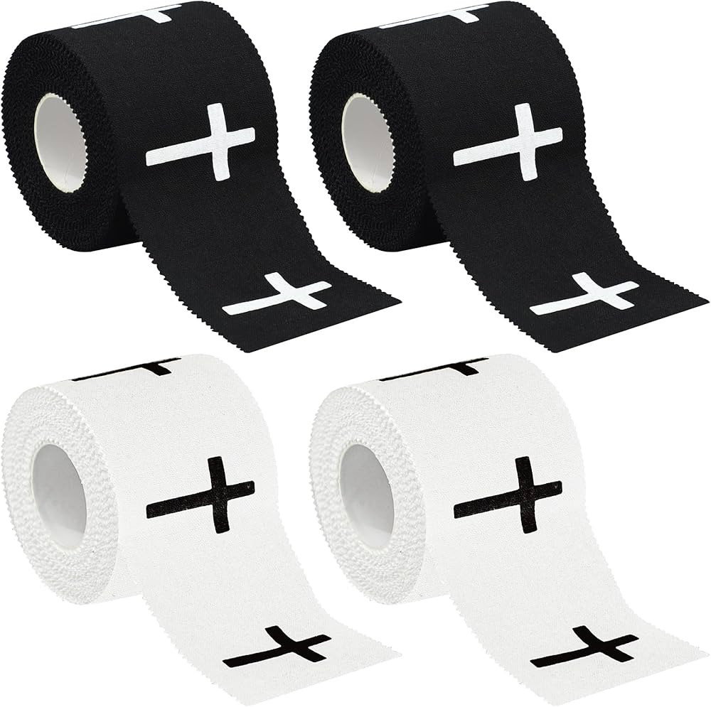 4 Pcs Christian Athletic Tapes Religious Sport Tape with Cross White Black Bible Verse Wrist Tape... | Amazon (US)
