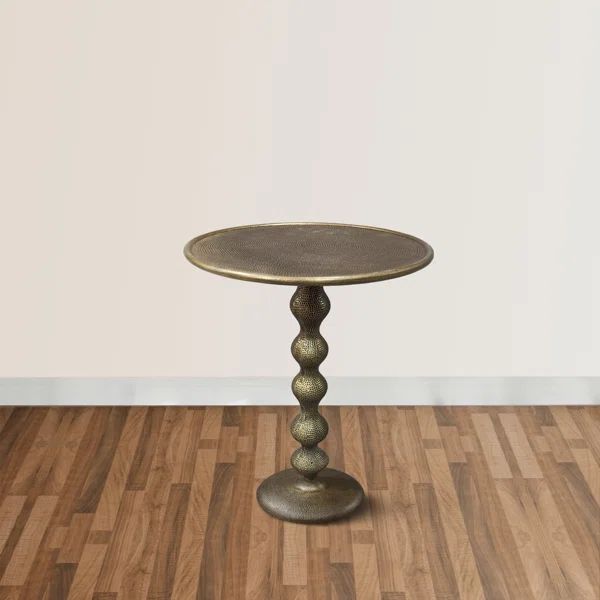 Abdiqani 22 Inch Round Side End Table - Cast Aluminum With Hammered Texture For Small Places | Wayfair North America