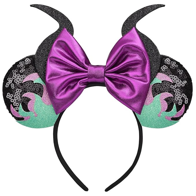 Minnie Mouse Ears Headband, Maleficent Horn Design, Costume Headwear, Purple, One Size Fits All | Amazon (US)