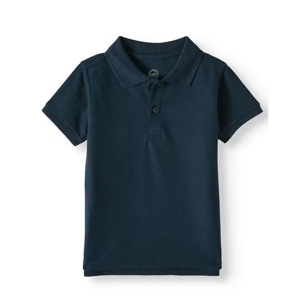 Wonder Nation Toddler Boys School Uniform Short Sleeve Pique Polo Shirt, 2-Pack Value Bundle | Walmart (US)