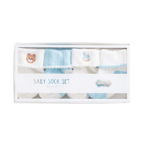Blue Foldover Sock Set | Mud Pie