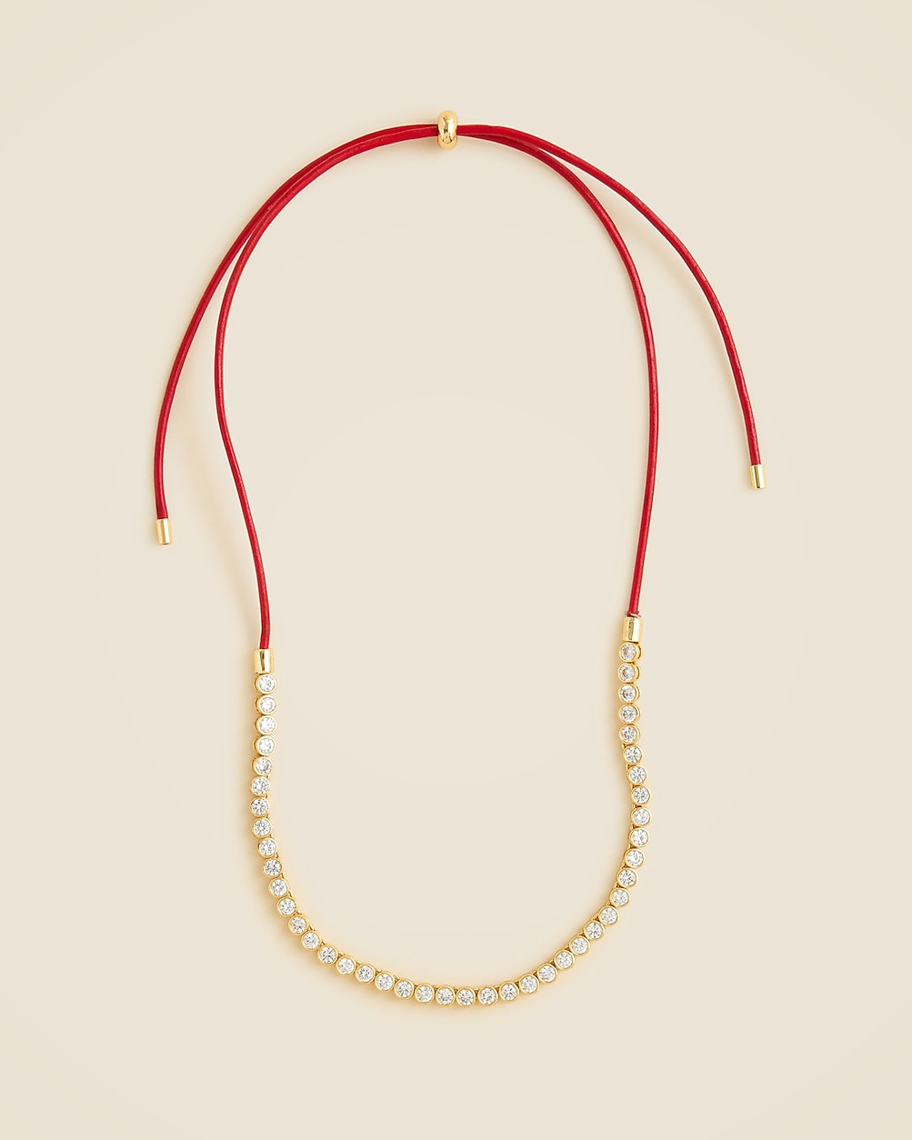 Leather and cubic zirconia bezel-set tennis necklace | J. Crew US
