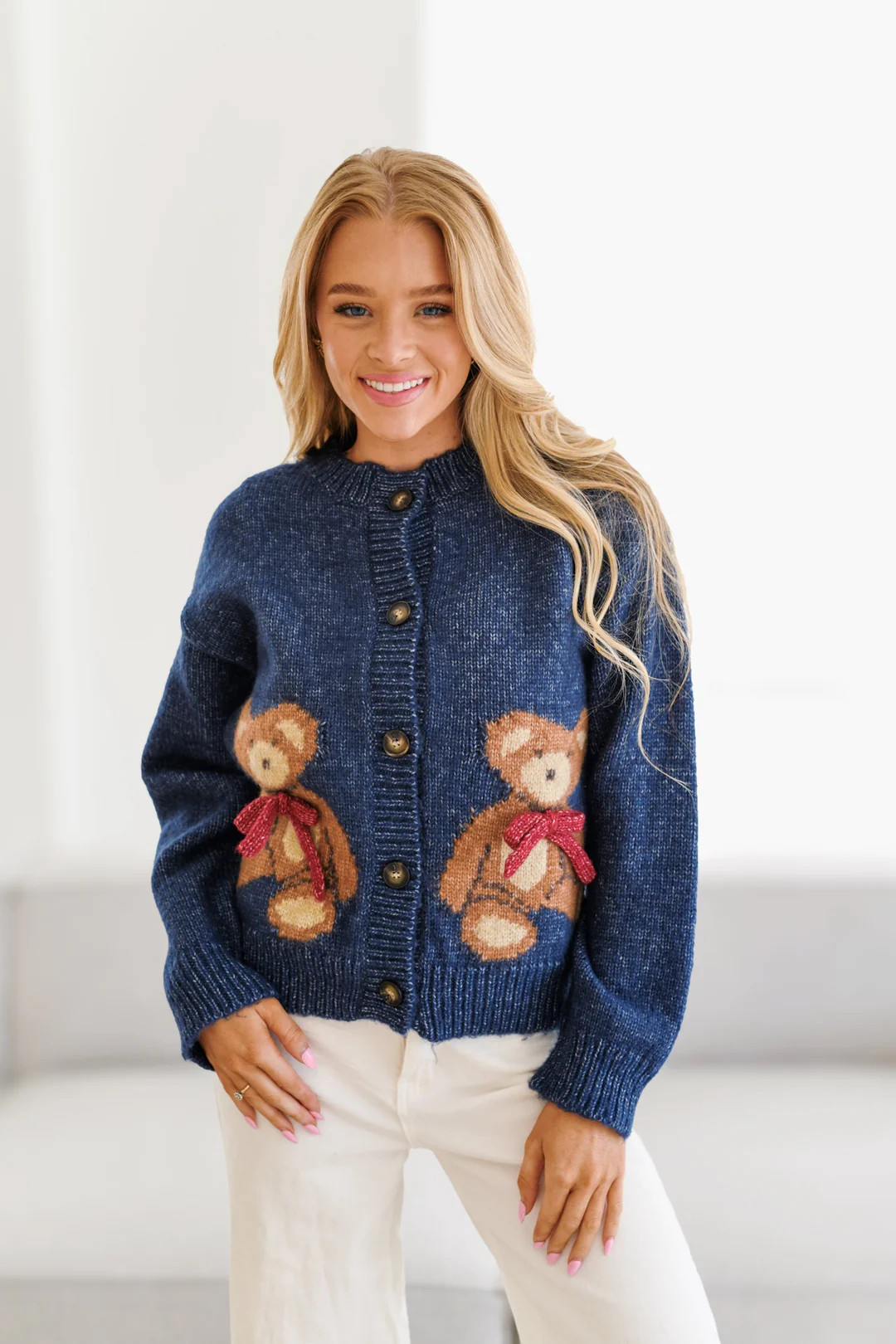 Teddy Bear Cardigan-Navy | Fancyd Boutiqe