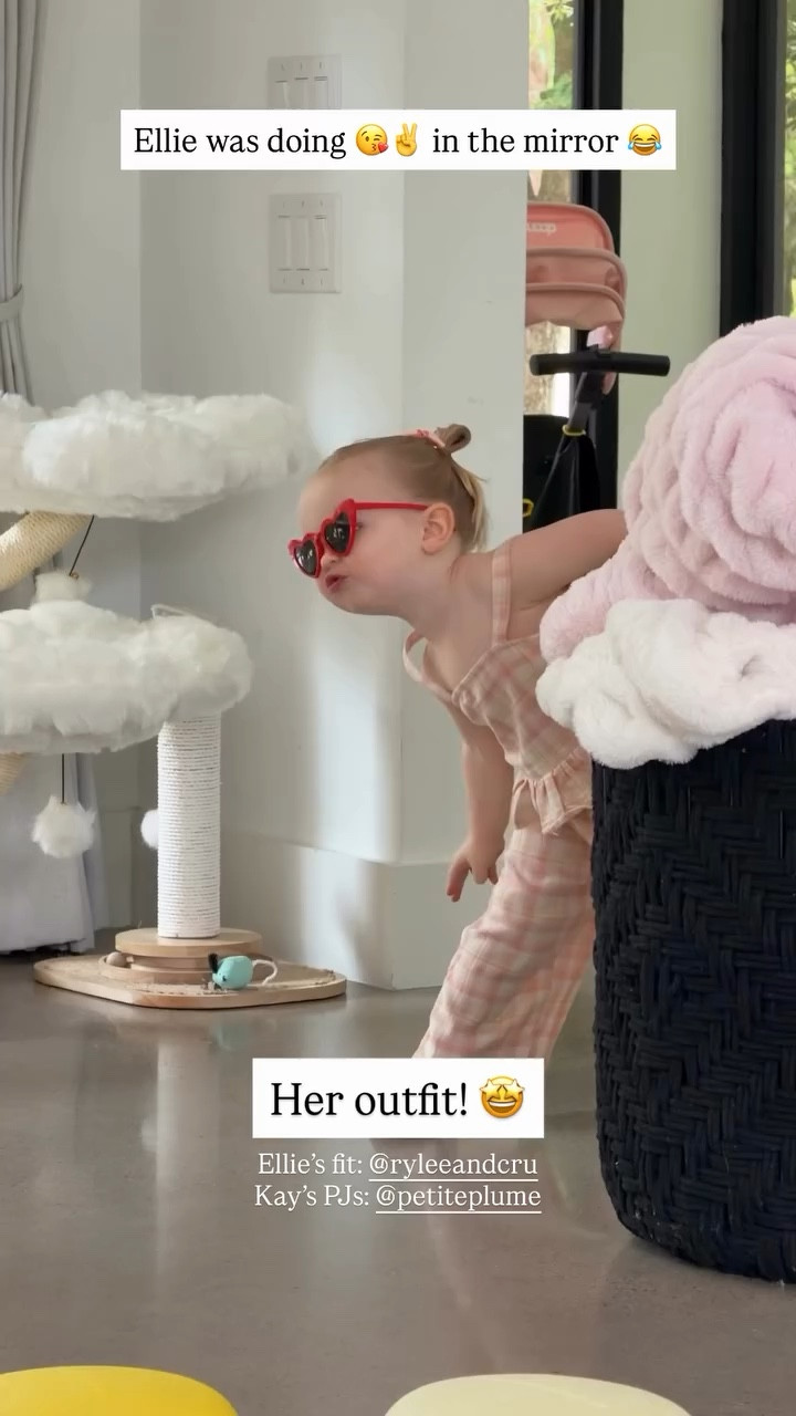 Ellie was doing 😘✌️ in the mirror 😂 Her outfit! 🤩 
Ellie’s fit: @ryleeandcru
My PJs: @Petite Plume

#LTKKids #LTKootd #LTKmomlife