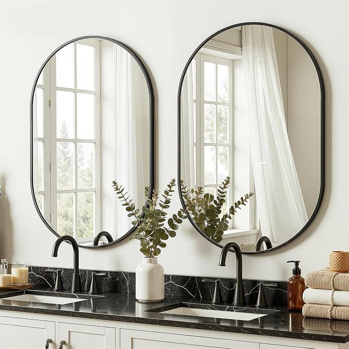Black Oval Bathroom Mirror for Wall, 2 Pack 24"x36" Bathroom Vanity Mirror for Over Sink, Bedroom... | Amazon (US)