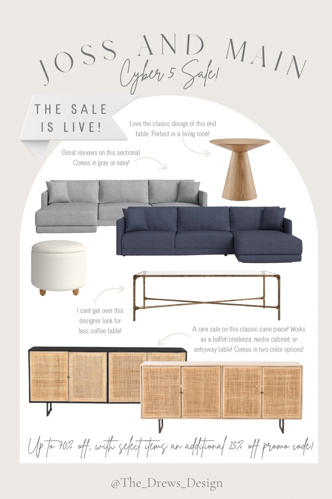 Shop my picks from the Joss & Main Black Friday and Cyber Monday Sale! Home décor, furniture finds, accent table, end table, ottoman, storage ottoman, sectional sofa, dining table, dining room furniture, cane buffet, designer look for less, glass and brass coffee table 
#ltkhome #ltksalealert #ltkholiday
@shop.ltk @shop.ltk #liketkit @jossandmain #JossandMain #JossandMainPartner #josspartner
