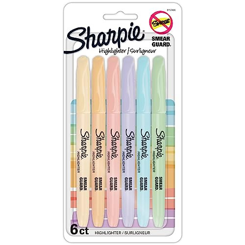 SHARPIE® Accent Pocket Highlighters, Chisel Tip, Assorted Barrels, Assorted Mild Pastel Ink, Pack Of 6 Highlighters | Amazon (US)