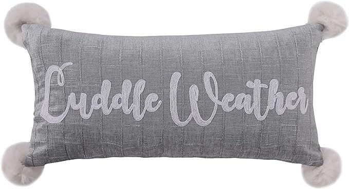Levtex Home - Winterland - Christmas Decorative Pillow (12X24in.) - Cuddle Weather - Grey, Silver... | Amazon (US)