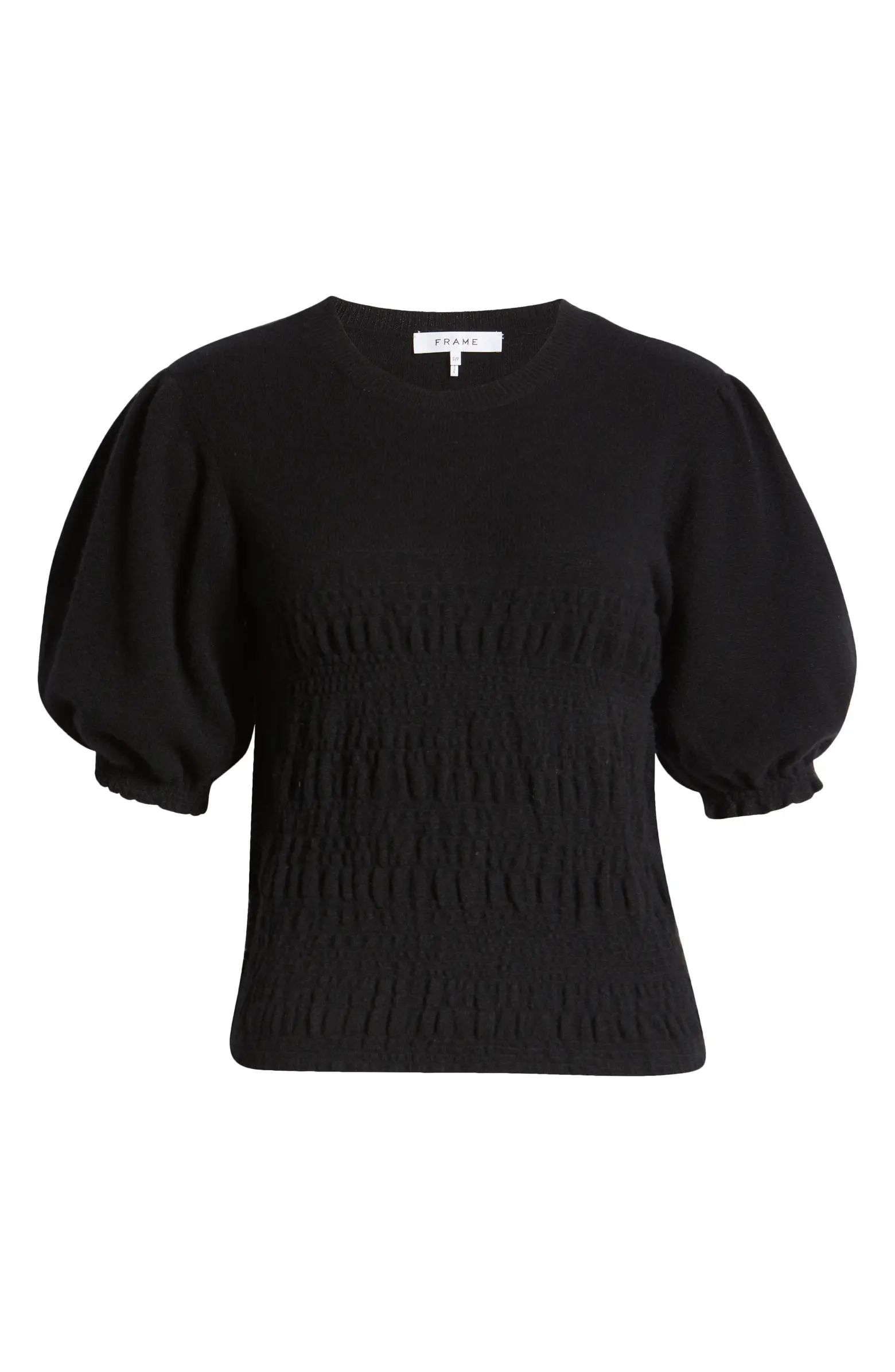 Smocked Puff Sleeve Recycled Cashmere & Wool Sweater | Nordstrom