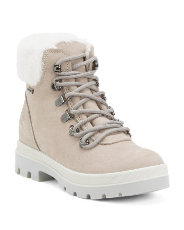 Suede Laced Up Booties With Faux Fur For Women | TJ Maxx