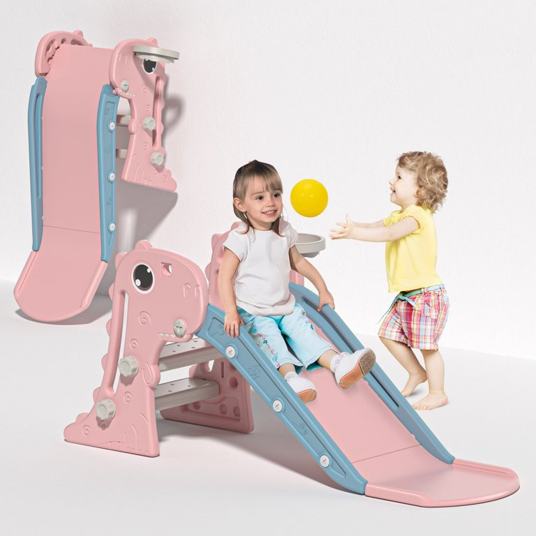 NYEEKOY Slide for Kids, 3 in 1 Folding Toddler Large Slide w/ Climbing Ladder, Basketball Hoop, B... | Walmart (US)