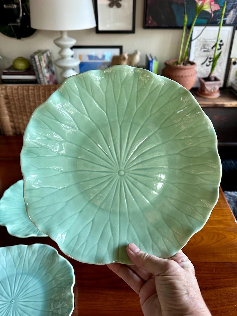 Vintage Louis Metlox Celadon Green Poppytrail Lotus Pottery Dinner Plates, Set of 4 | Etsy (US)