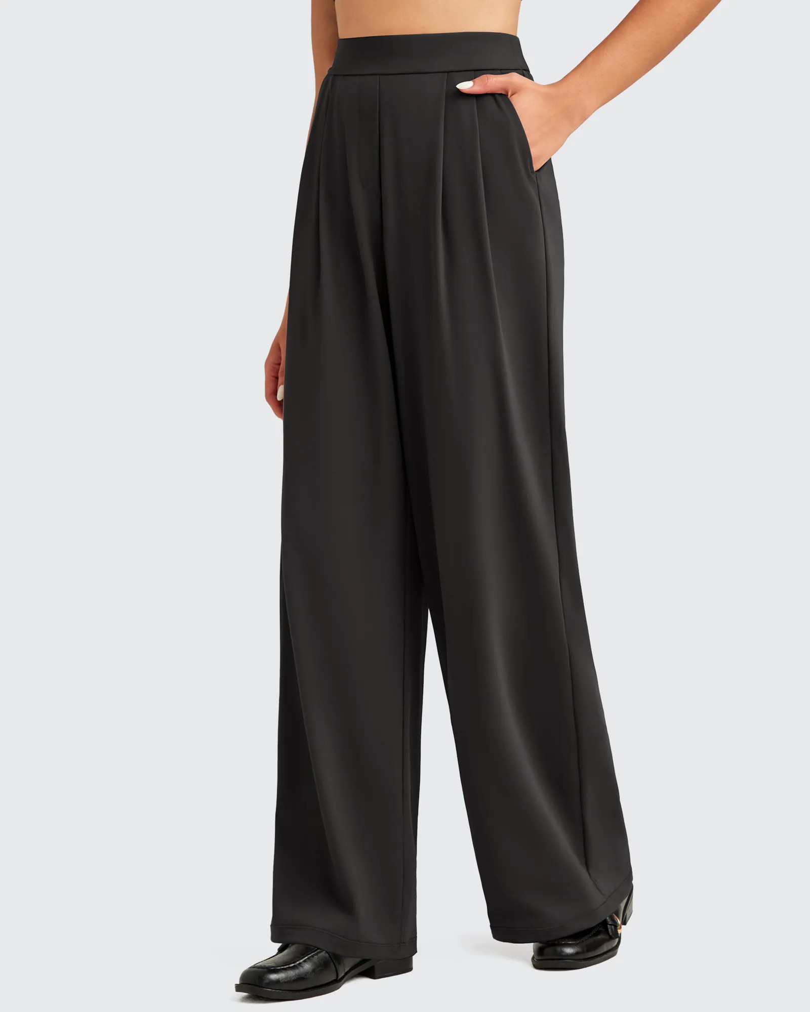 High Waisted Wide Leg Yoga Dress Pants - Women’s Work Trousers | G4Free | g4free activewear