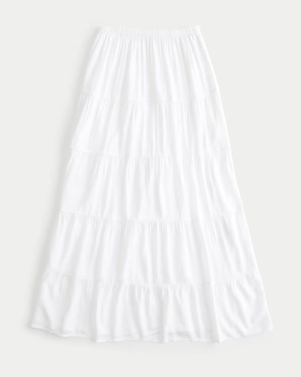 Adjustable Rise Five-Tiered Maxi Skirt | Hollister (US)