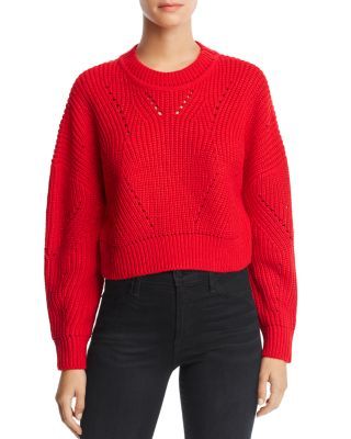 AQUA Cropped Pointelle Sweater - 100% Exclusive  Women - Bloomingdale's | Bloomingdale's (US)