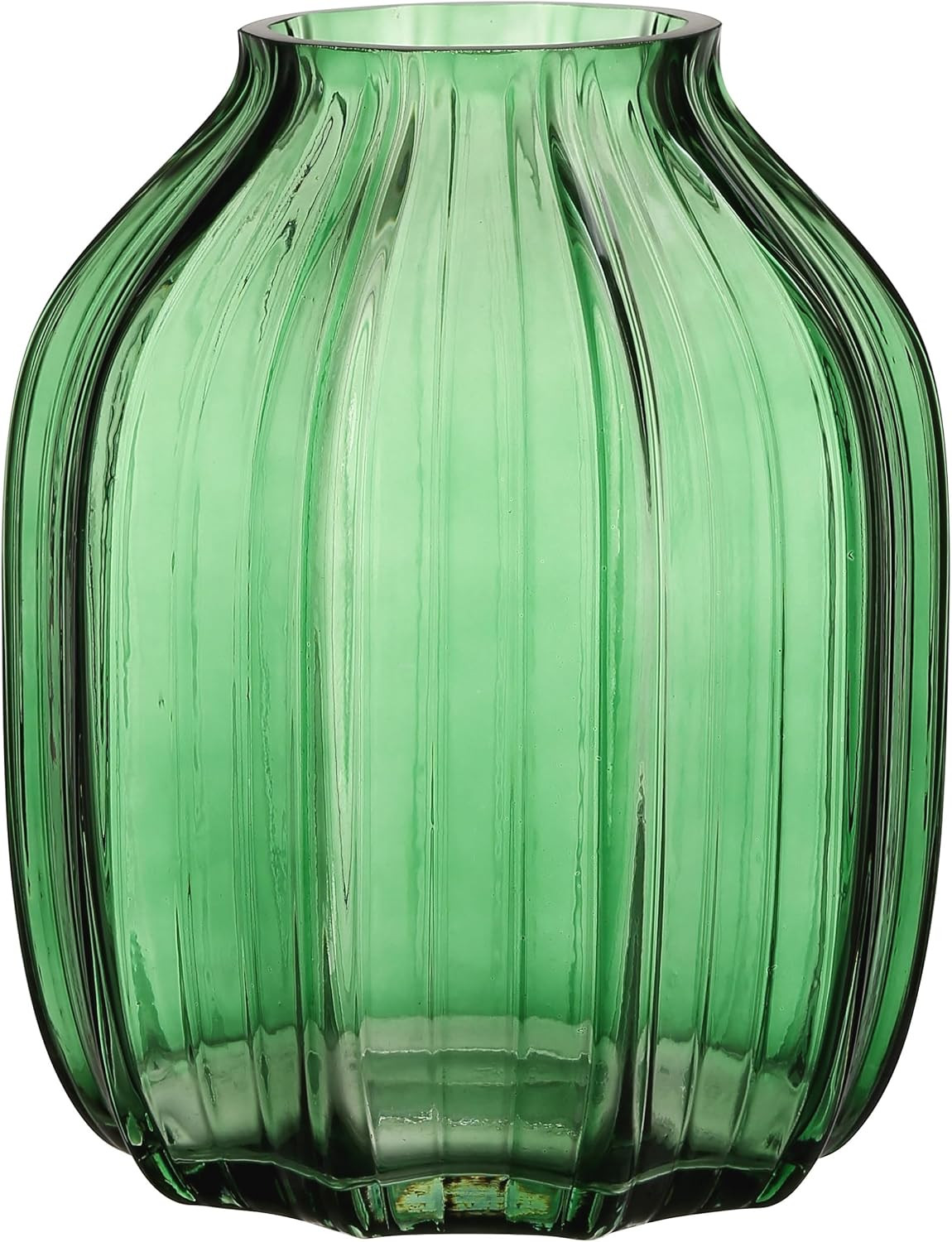Green Glass Vase for Flowers Bud Tall Glass Vases,H-8.0" Simple Striped Design for Home Floor Decor,Farmhouse Decor, Centerpiece Coffee Table Decorations (Green 8.0IN) | Amazon (US)