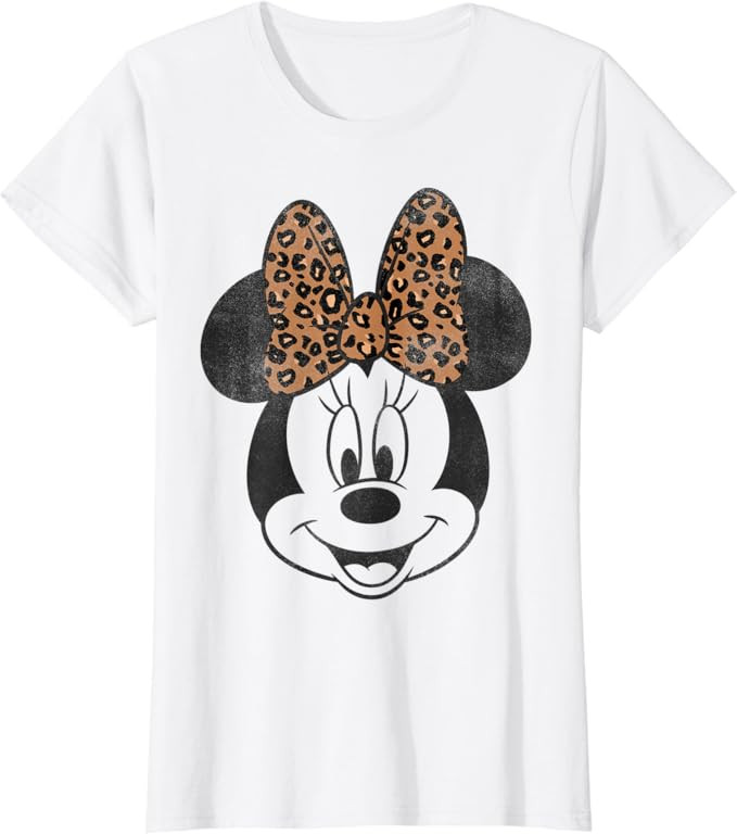 Disney Mickey And Friends Minnie Mouse Leopard Bow Portrait T-Shirt | Amazon (US)