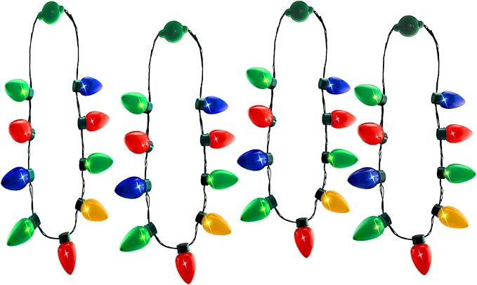 Windy City Novelties LED Light Up Christmas Bulb Necklace Party Favors (Family 4 Pack) | Amazon (US)