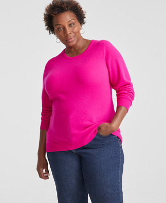 Plus Size 100% Cashmere Crewneck Sweater, Created for Macy's | Macy's Canada