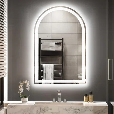 24 x 36 Inch with Frontlit&Backlit Arch LED Makeup Bathroom Mirror | Wayfair North America