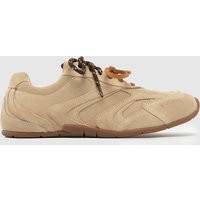 schuh Mindy Suede Lace Up Trainers in Beige | Schuh