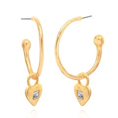 Heart Charm Hoops Earrings | Sequin