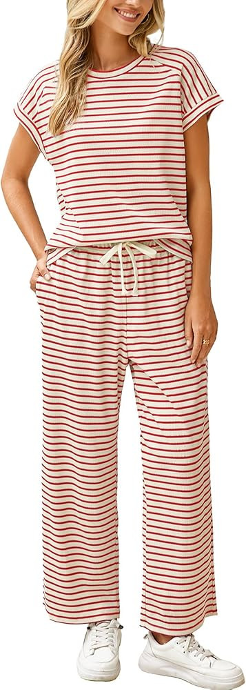 Glamaker Two Piece Sets for Women Summer 2025 Striped Matching Sets Women Clothing | Amazon (US)