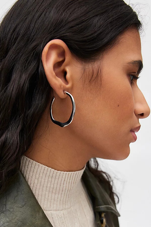 Irregular Hoop Earrings in Silver, Women's at Urban Outfitters | Urban Outfitters (US and RoW)
